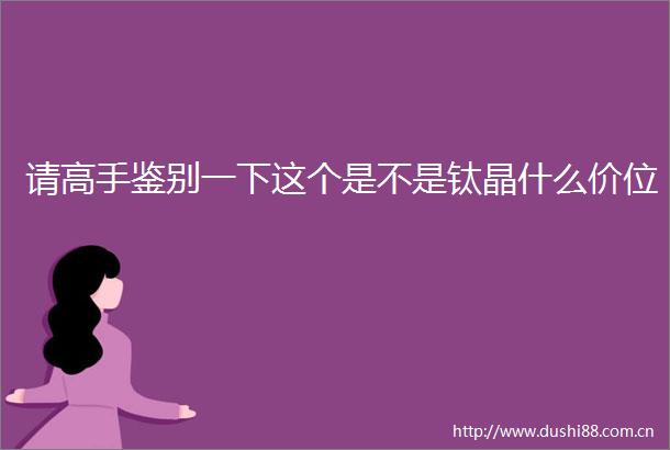 请高手鉴别一下这个是不是钛晶什么价位
