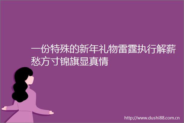 一份特殊的新年礼物雷霆执行解薪愁方寸锦旗显真情
