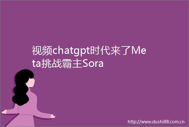 视频chatgpt时代来了Meta挑战霸主Sora