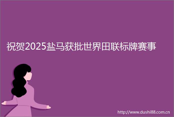 祝贺2025盐马获批世界田联标牌赛事