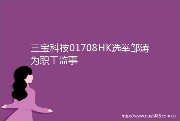 三宝科技01708HK选举邹涛为职工监事