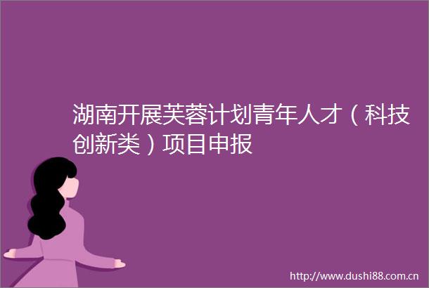 湖南开展芙蓉计划青年人才（科技创新类）项目申报
