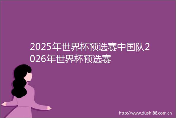 2025年世界杯预选赛队2026年世界杯预选赛