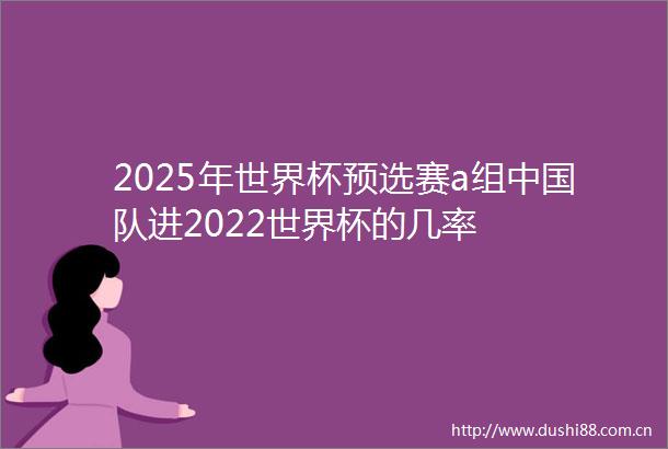2025年世界杯预选赛a组队进2022世界杯的几率