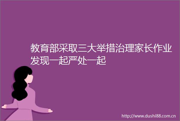 教育部采取三大举措治理家长作业发现一起严处一起