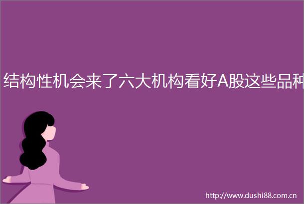 结构性机会来了六大机构看好A股这些品种