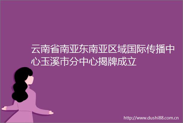 云南省南亚东南亚区域国际传播中心玉溪市分中心揭牌成立