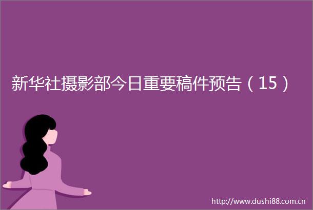 新华社摄影部今日重要稿件预告（15）