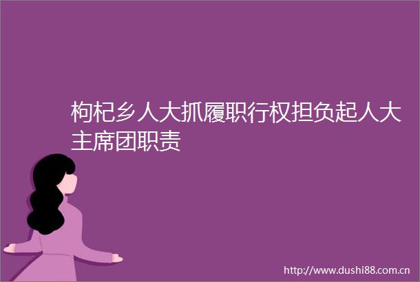 枸杞乡人大抓履职行权担负起人大团职责