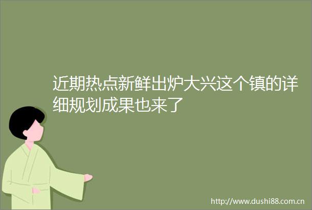 近期热点新鲜出炉大兴这个镇的详细规划成果也来了