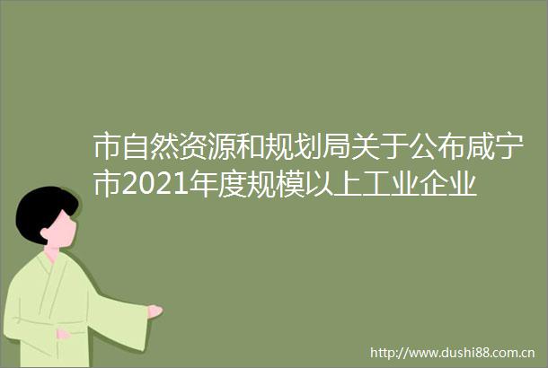 市自然资源和规划局关于公布咸宁市2021年度规模以上工业企业亩产论英雄综合评价结果的通知