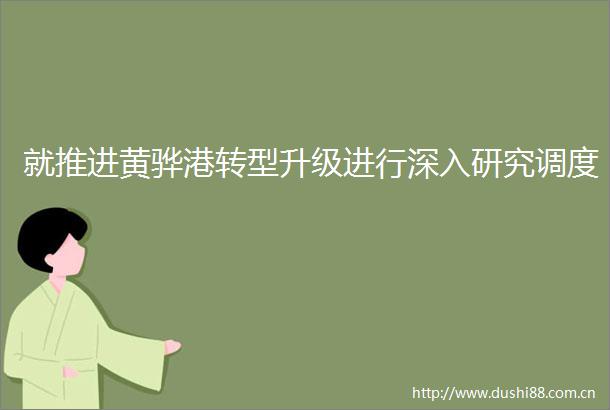 就推进黄骅港转型升级进行深入研究调度