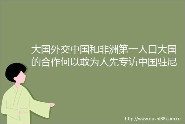 大国外交和非洲第一人口大国的合作何以敢为人先专访驻尼日利亚大使于敦海
