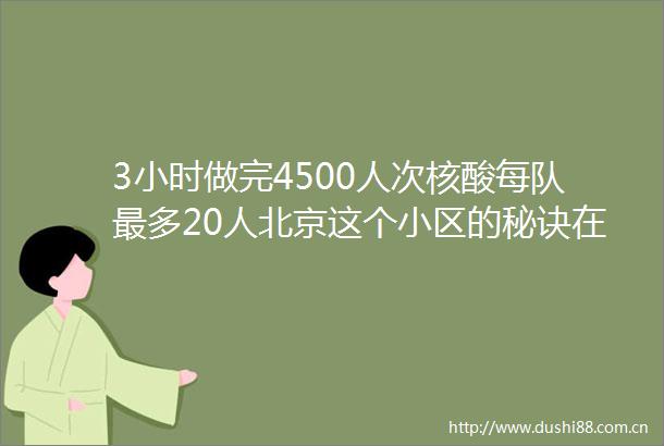 3小时做完4500人次核酸每队最多20人北京这个小区的秘诀在哪里