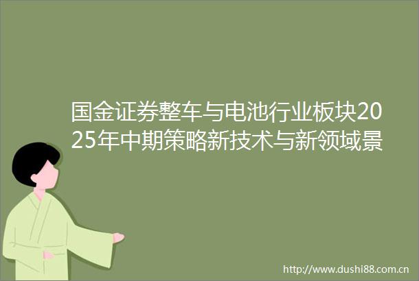 国金证券整车与电池行业板块2025年中期策略新技术与新领域景气共振优选板块丰富结构性机遇250620