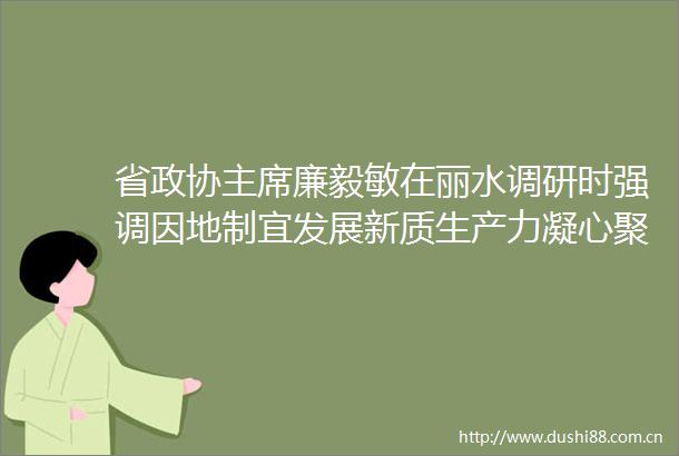 省政协廉毅敏在丽水调研时强调因地制宜发展新质生产力凝心聚力推进高水平对外开放