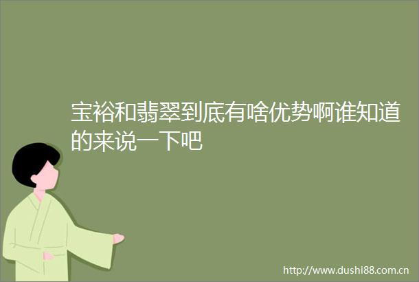 宝裕和翡翠到底有啥优势啊谁知道的来说一下吧