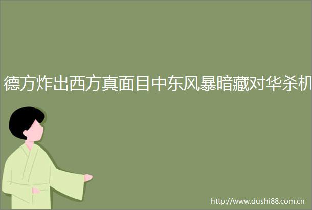 德方炸出西方真面目中东风暴暗藏对华杀机