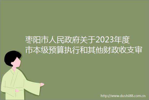 枣阳市关于2023年度市本级预算执行和其他财政收支审计查出问题整改情况的报告