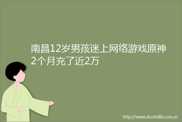 南昌12岁男孩迷上网络游戏原神2个月充了近2万