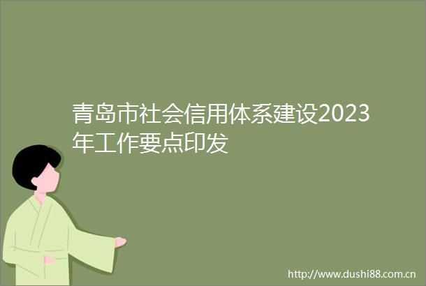 青岛市社会信用体系建设2023年工作要点印发