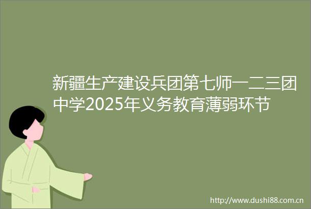 新疆生产建设兵团第七师一二三团中学2025年义务教育薄弱环节改善与能力提升补助资金项目（图书室书架及文化）竞争性磋商公告