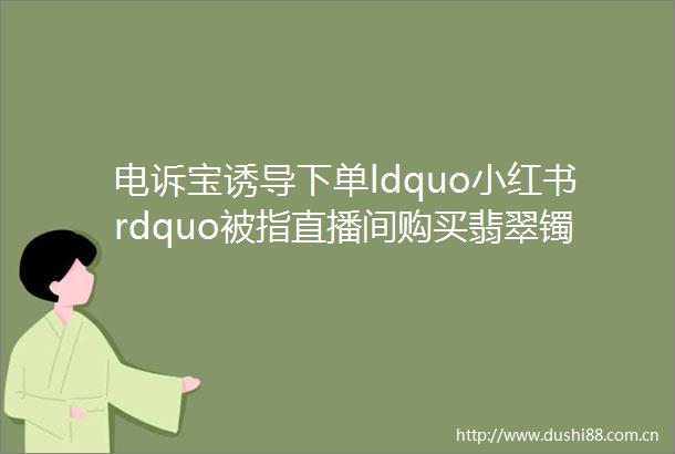 电诉宝诱导下单ldquo小红书rdquo被指直播间购买翡翠镯子质量差退货遭拒