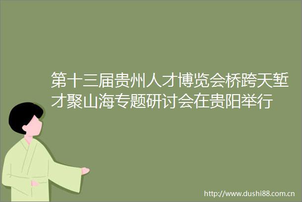 第十三届贵州人才博览会桥跨天堑才聚山海专题研讨会在贵阳举行