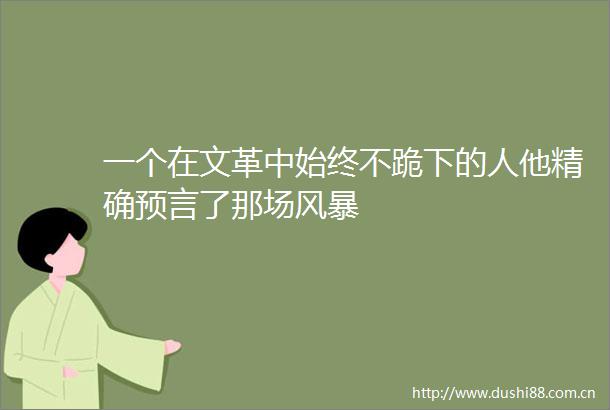 一个在文革中始终不跪下的人他精确预言了那场风暴