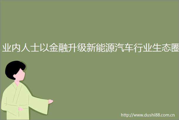业内人士以金融升级新能源汽车行业生态圈