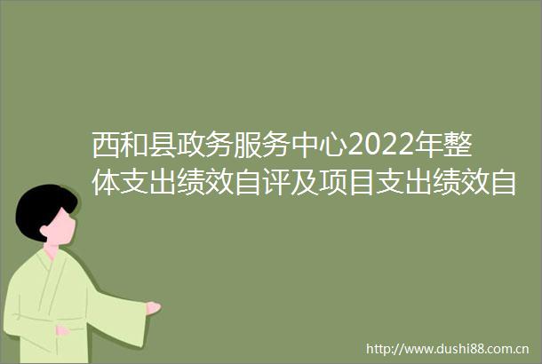 西和县政务服务中心2022年整体支出绩效自评及项目支出绩效自评报告绩效目标表