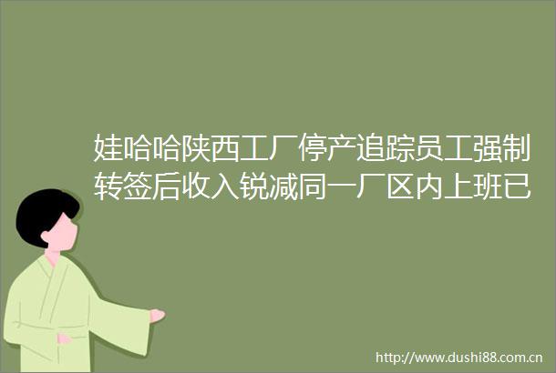 娃哈哈陕西工厂停产追踪员工强制转签后收入锐减同一厂区内上班已属不同企业