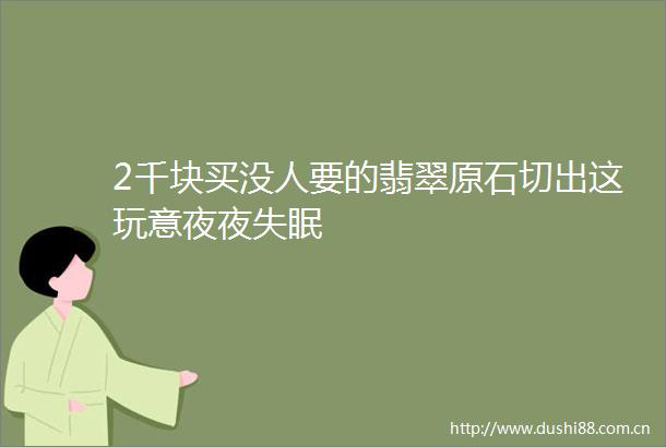 2千块买没人要的翡翠原石切出这玩意夜夜失眠