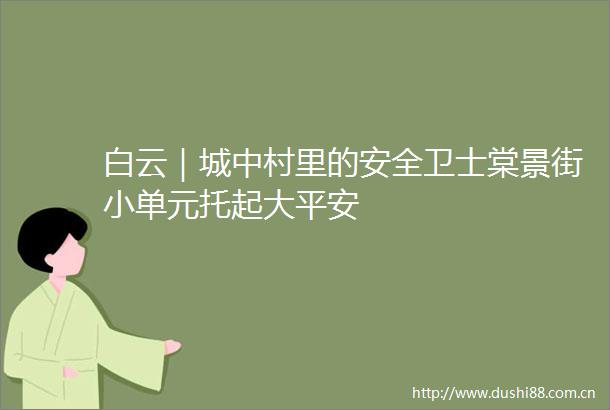 白云｜城中村里的安全卫士棠景街小单元托起大平安
