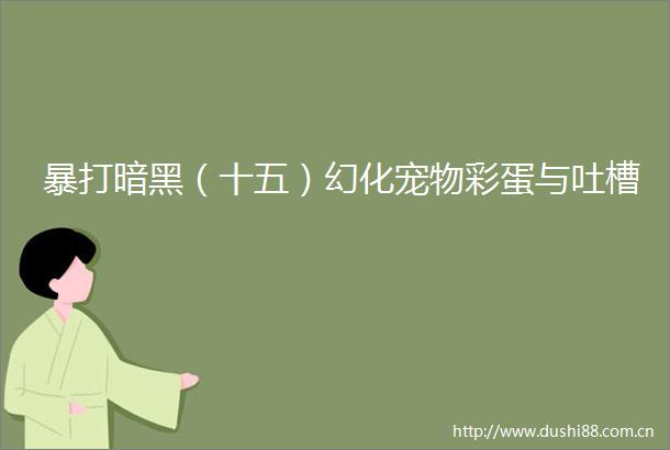 暴打暗黑（十五）幻化宠物彩蛋与吐槽