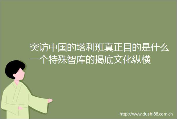 突访的塔利班真正目的是什么一个特殊智库的揭底文化纵横