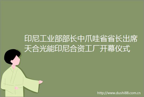 印尼工业部部长中爪哇省省长出席天合光能印尼合资工厂开幕仪式