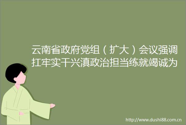 云南省党组（扩大）会议强调扛牢实干兴滇担当练就竭诚为民过硬本领