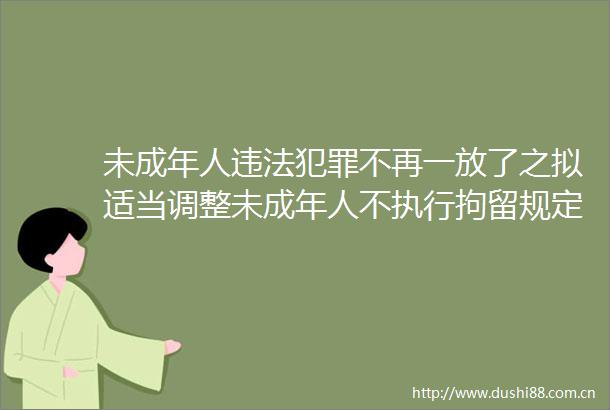 未成年人不再一放了之拟适当调整未成年人不执行拘留规定