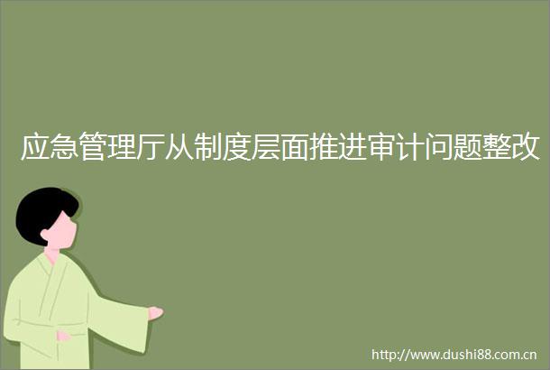 应急管理厅从制度层面推进审计问题整改