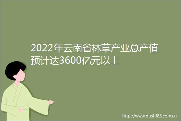 2022年云南省林草产业总产值预计达3600亿元以上
