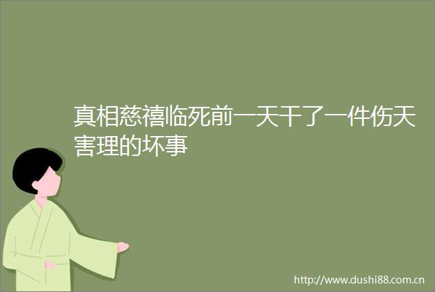 真相慈禧临死前一天干了一件伤天害理的坏事