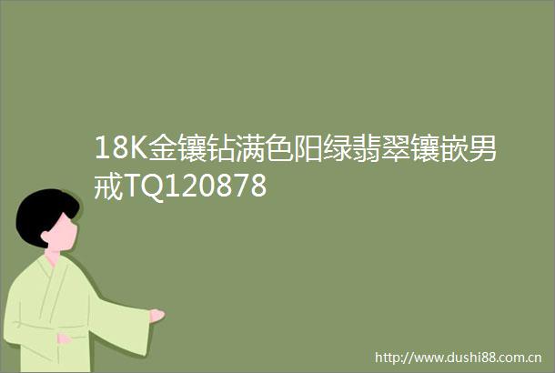 18K金镶钻满色阳绿翡翠镶嵌男戒TQ120878
