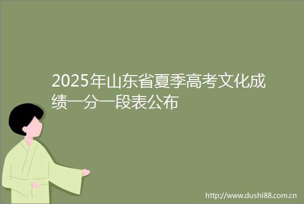 2025年山东省夏季高考文化成绩一分一段表公布