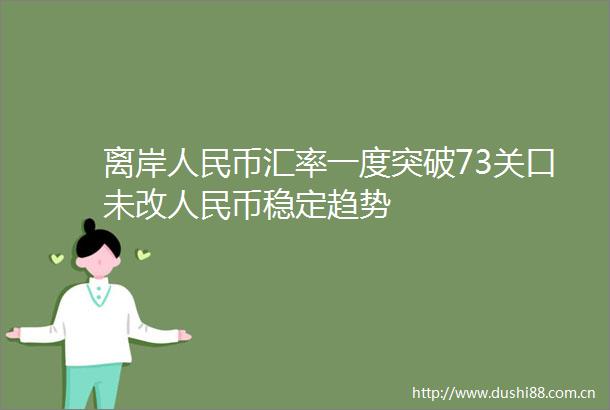 离岸币汇率一度突破73关口未改币稳定趋势