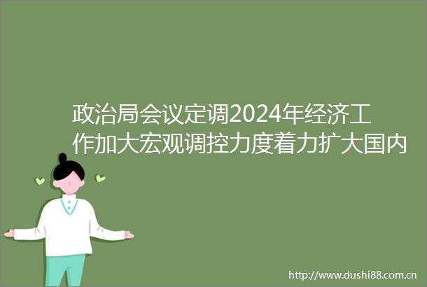 局会议定调2024年经济工作加大宏观调控力度着力扩大国内需求