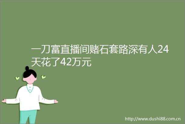 一刀富直播间赌石套路深有人24天花了42万元