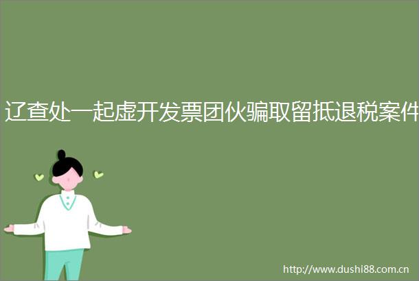 辽查处一起虚开发票团伙取留抵退税案件