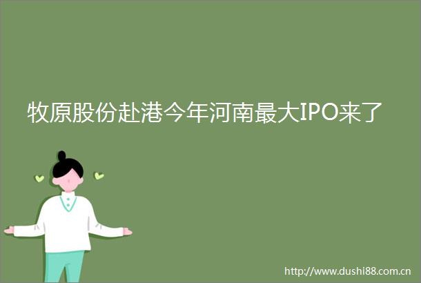 牧原股份赴港今年河南最大IPO来了