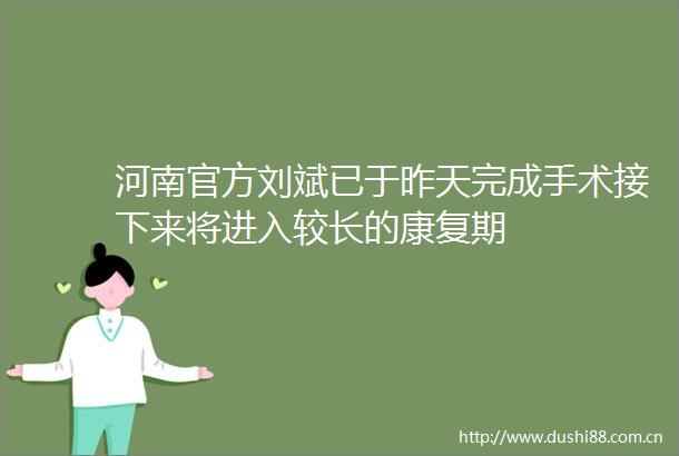河南官方刘斌已于昨天完成手术接下来将进入较长的康复期